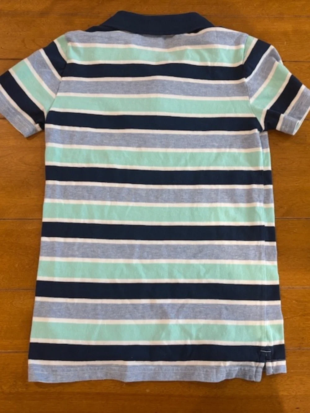 Janie & Jack Boys Blue/White Striped Short Sleeve Polo Shirt Cotton Sz 10